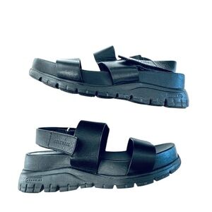 Cole Haan zero gravity black leather platform sandals